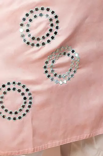 Powder pink embroidered jam satin kurta set