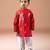 Red embroidered cotton silk kurta set