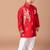 Red embroidered cotton silk kurta set