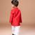 Red embroidered cotton silk kurta set