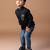 Black embroidered cotton blend shirt