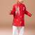 Red embroidered cotton silk kurta set