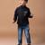 Black embroidered cotton blend shirt