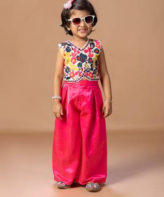 Off White Pink embroidered cotton silk co ord set 1