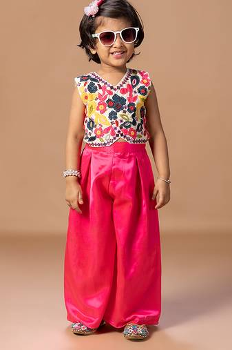 Off White Pink embroidered cotton silk co ord set