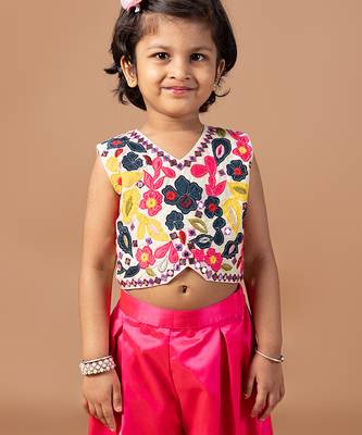 Off White Pink embroidered cotton silk co ord set 2