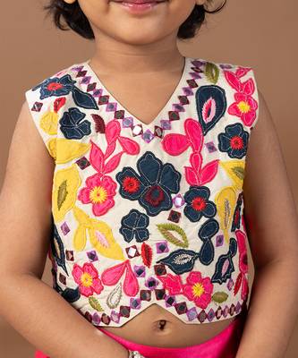 Off White Pink embroidered cotton silk co ord set 4