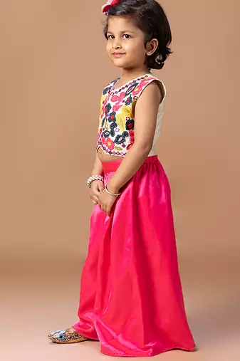 Off White Pink embroidered cotton silk co ord set