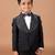 Black embroidered cotton blend tuxedo set
