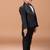 Black embroidered cotton blend tuxedo set