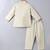 Beige embroidered cotton silk jacket kurta set