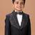 Black embroidered cotton blend tuxedo set