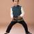 Bottle green embroidered cotton blend nehru jacket set