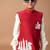 Maroon embroidered cotton blend nehru jacket set