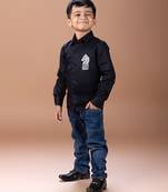 Black embroidered cotton blend shirt