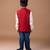 Maroon embroidered cotton blend nehru jacket set