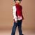 Maroon embroidered cotton blend nehru jacket set