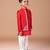 Red embroidered cotton blend kurta jacket set