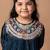 Dark blue embroidered cotton silk kurti set