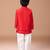 Red embroidered cotton blend kurta jacket set