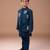 Dark blue embroidered cotton blend indo western set