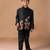 Black rose embroidered cotton blend tuxedo set