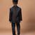 Black rose embroidered cotton blend tuxedo set
