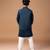 Dark blue embroidered cotton silk kurta jacket set