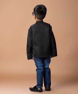 Black embroidered cotton silk bomber jacket 2