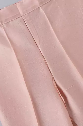 Peach pink embroidered cotton blend co ord set
