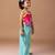 Yellow pink lotus embroidered cotton silk co ord set