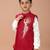 White red embroidered silk nehru jacket set