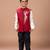 White red embroidered silk nehru jacket set