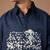 Navy blue embroidered cotton shirt