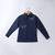 Navy blue embroidered cotton shirt