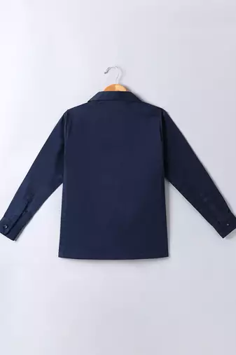 Navy blue embroidered cotton shirt