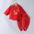Red embroidered cotton dhoti kurta set