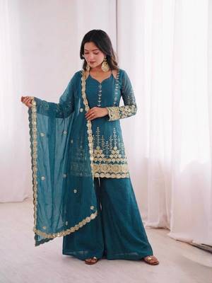  fendy silk sharara palazzo set with embroidered dupatta 1