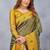 Green mustard soft silk blend banarasi jacuard work designer party wear saree with unstitched blouse piece