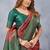 Orange green soft silk blend banarasi jacuard work designer party wear saree with unstitched blouse piece