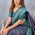 Turquoise soft silk blend banarasi jacuard work designer party wear saree with unstitched blouse piece