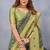 Light green soft silk blend banarasi jacuard work designer party wear saree with unstitched blouse piece