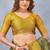 Green mustard soft silk blend banarasi jacuard work designer party wear saree with unstitched blouse piece