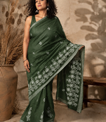 green Embroidered saree