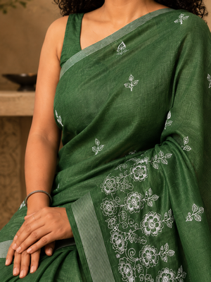green Embroidered saree 2