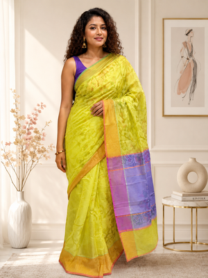 Yellow Self woven saree 1