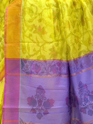 Yellow Self woven saree 3