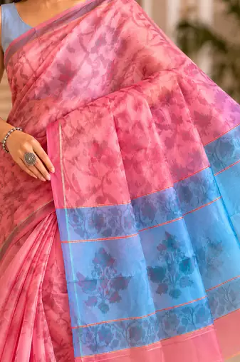 Pink Self woven saree