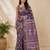 Purple block printed saree