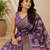 Purple block printed saree